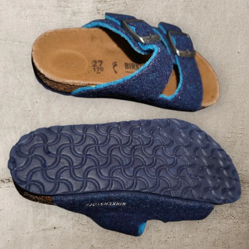 Birkenstock Arizona Kids Wool Felt Sandals Blue Teal EU 27 US 9 Double Strap